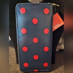 Navy and Red Polka Dot Wallet